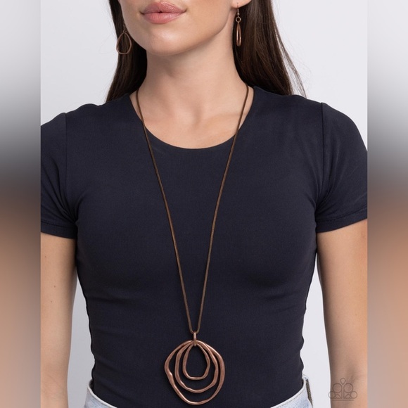 Paparazzi Copper Revamped Relic Necklace and Earrings - Picture 1 of 5